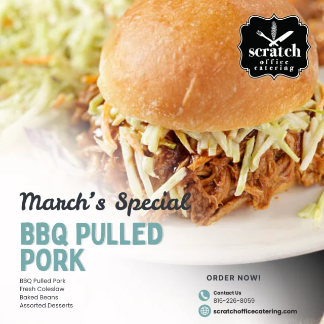 Planning meals for your team this March? Here’s an option that’s easy, reliable, and well-received.  Our March Special is designed for busy professionals who need a reliable, no-hassle solution.  🍽️ BBQ Pulled Pork
🥗 Coleslaw
🥘 Baked Beans
🍪 Assorted Desserts  $18 per person  Perfect for:
• Team meetings
• Office lunches
• Staff appreciation
• Corporate Events  ✔ Consistent quality
✔ Simple ordering
✔ Delivered hot & ready  A meal your team will enjoy, reserve your date or place your order today!  #KansasCityCatering #CorporateCatering #OfficeCateringKC #KCMO #TeamLunch