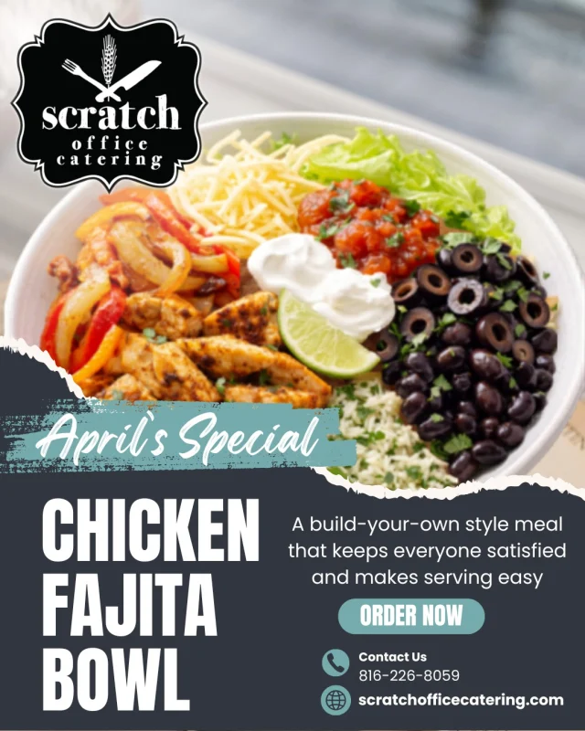 🚨 April is almost gone… but your next team lunch just got EASY.  Still planning meals for your office this week? Don’t settle for the same old thing.  Introducing our April Special: Chicken Fajita Bowl 🌯🔥  A build-your-own setup that keeps everyone happy (yes, even the picky ones 👀)
✔️ Cilantro Lime Rice
✔️ Seasoned Black Beans
✔️ Grilled Chicken with Peppers & Onions
✔️ lettuce, cheese, salsa, sour cream, jalapeños, black olives  💼 Perfect for:
 • Team lunches
 • Office meetings
 • Corporate Events  👉 Only $18/person  ⏳ April is almost over.
That means only a few days left to get this special on your calendar.
If you’re the one in charge of ordering food for the office…  this is your sign to try something your team will actually get excited about 🙌  📩 Message us or place your order online before April slots fill up! 
https://scratchofficecatering.com/  #CorporateCatering #OfficeLunch #KansasCityCatering #TeamLunch #MeetingCatering #OfficeManagerLife #ExecutiveAssistant #WorkplaceMeals #CateringMadeEasy #FoodForWork