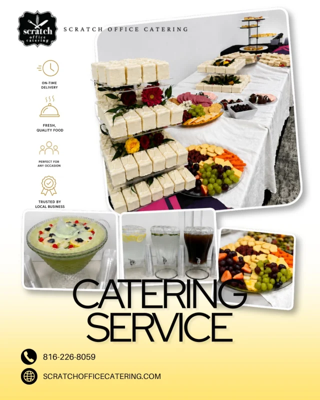 Another successful catering setup for a special event. ✨  From elegant presentation to fresh, crowd-pleasing bites, every detail was prepared to create an experience guests would remember. 🍓🧀🥂  At Scratch Office Catering, we help make meetings, celebrations, office lunches, and events feel seamless, so you can focus on your guests while we handle the food. ✔️  📍Serving businesses & events across Kansas City
📞 816-226-8059
🌐 scratchofficecatering.com  #ScratchOfficeCatering #KansasCityCatering #CorporateCatering #EventCatering #CateringSetup