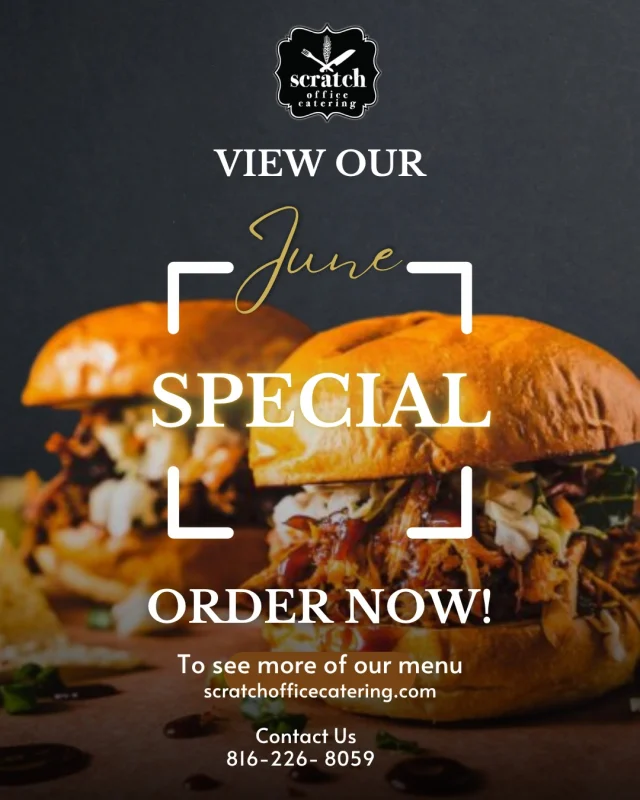 🍽️ Need to feed a group without the usual complaints?  You know the challenge.  Some are tired of the same sandwiches and pizza.  And somehow you’re expected to find something everyone will enjoy.  That’s exactly why we created our June Special.  🔥 BBQ Pulled Pork 
Just $17.95 per person  A build-your-own meal that’s easy to serve, easy to enjoy, and perfect for office lunches, trainings, meetings, and employee appreciation events.  Included:
Slow-Cooked Pulled Pork
Slider Buns on the Side
Baked Beans
Coleslaw
Assorted Desserts  Just a delicious meal your team will actually look forward to!  ✔ Freshly Prepared
✔ Delivered On Time
✔ Perfect for Groups Large & Small  June is already filling up.  📞 Call 816-226-8059 or email us to reserve your date.
🌐 scratchofficecatering.com  📍 Serving businesses throughout Kansas City  #ScratchOfficeCatering #KansasCityCatering #CorporateCatering #OfficeLunch #MeetingCatering #BusinessLunch #OfficeEvents #KansasCityBusiness #LunchCatering #CorporateEvents #KCEats